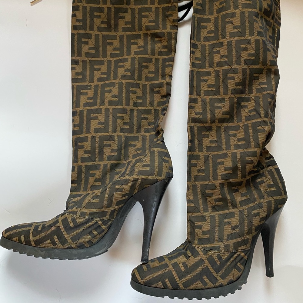 Fendi Zucca print knee high boots 😍😍